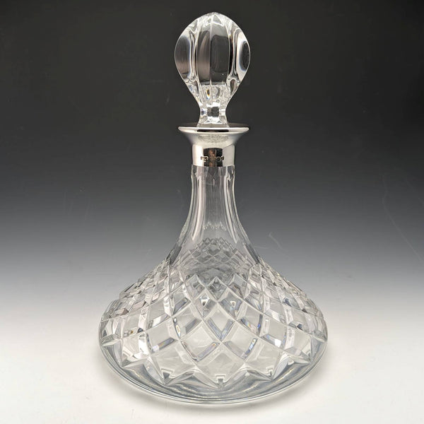 英国製 カットガラス 純銀装飾 シップスデキャンタ MAPPIN and WEBB